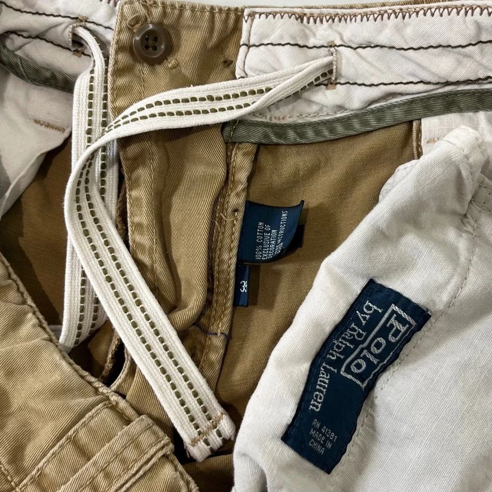 Vtg Polo Ralph Lauren Chino Shorts Men 35 Tan Cotton Twill Classic Preppy Casual